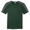 Sport-Tek Youth Forest Green/ Iron Grey PosiCharge Competitor Sleeve-Blocked Tee