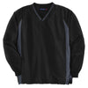 Sport-Tek Youth Black/Graphite Grey Tipped V-Neck Raglan Wind Shirt