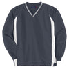 Sport-Tek Youth Graphite Grey/White Tipped V-Neck Raglan Wind Shirt