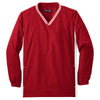 Sport-Tek Youth True Red/White Tipped V-Neck Raglan Wind Shirt