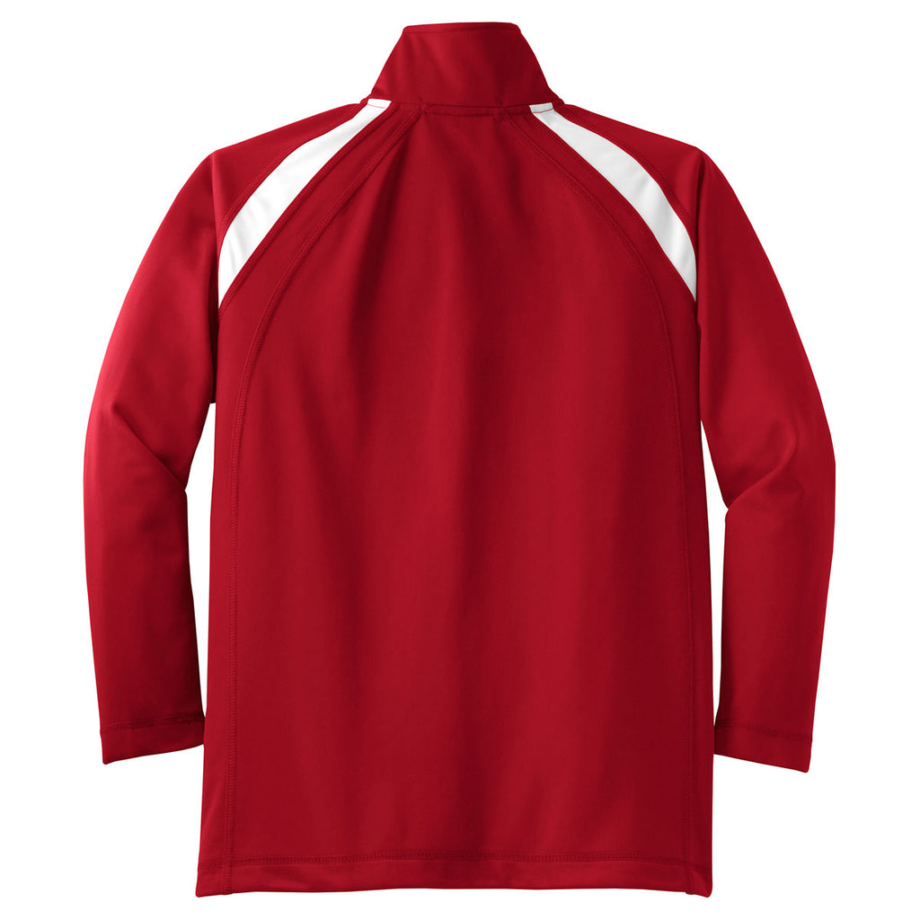 Sport-Tek Youth True Red/White Tricot Track Jacket