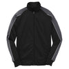 Sport-Tek Youth Black/ Iron Grey/ White Piped Tricot Track Jacket