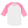 Sport-Tek Youth White/ Bright Pink Colorblock Raglan Jersey