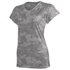 Champion Women's Stone Grey Camo Double Dry 4.1-Ounce V-Neck T-Shirt