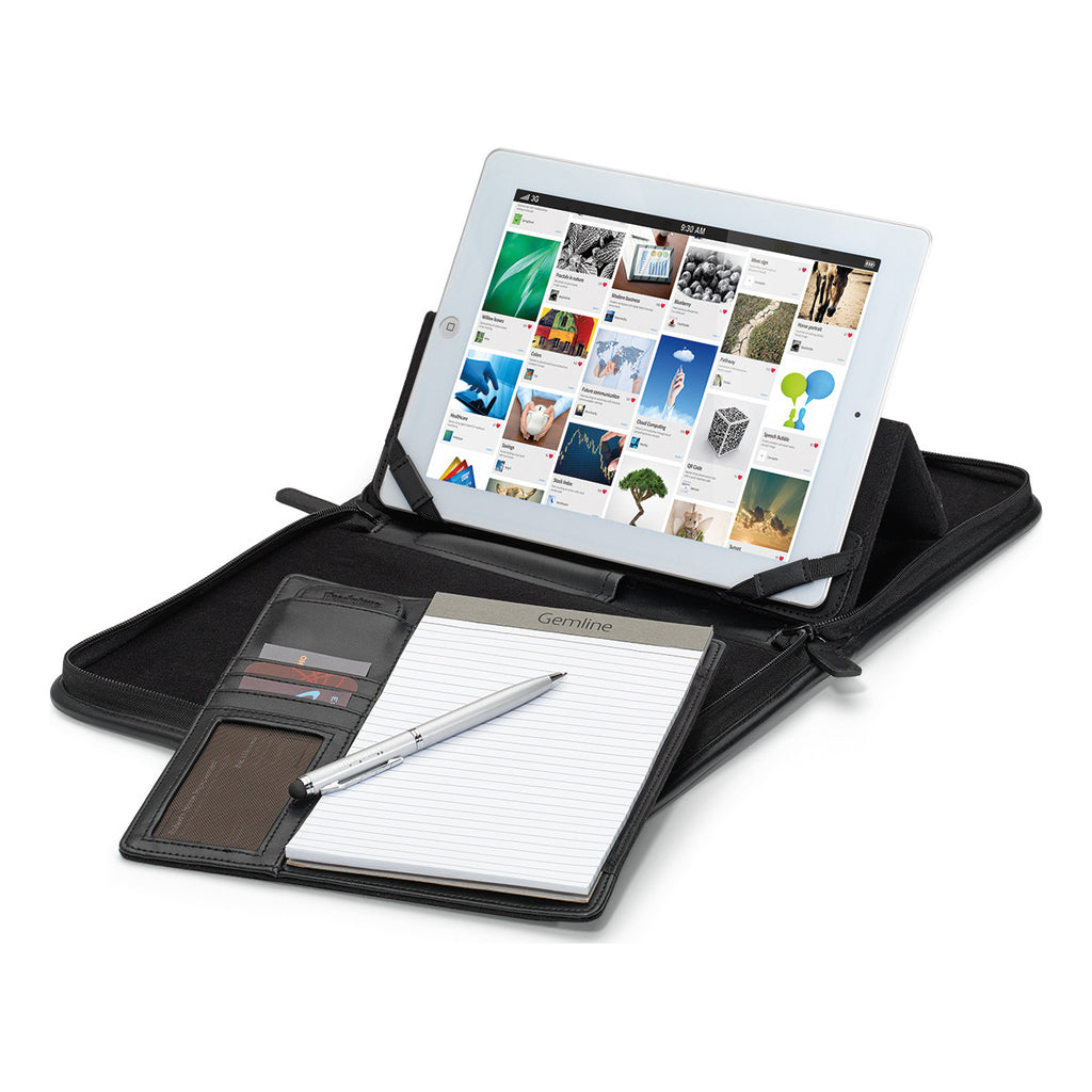 Brookstone Black Leather Tablet Stand E-Padfolio