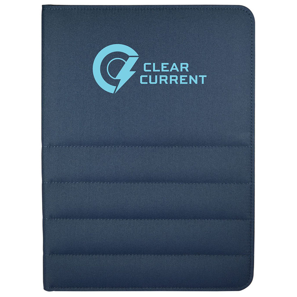 Leed's Navy Puffer Zippered Padfolio with FSC Recycled Paper