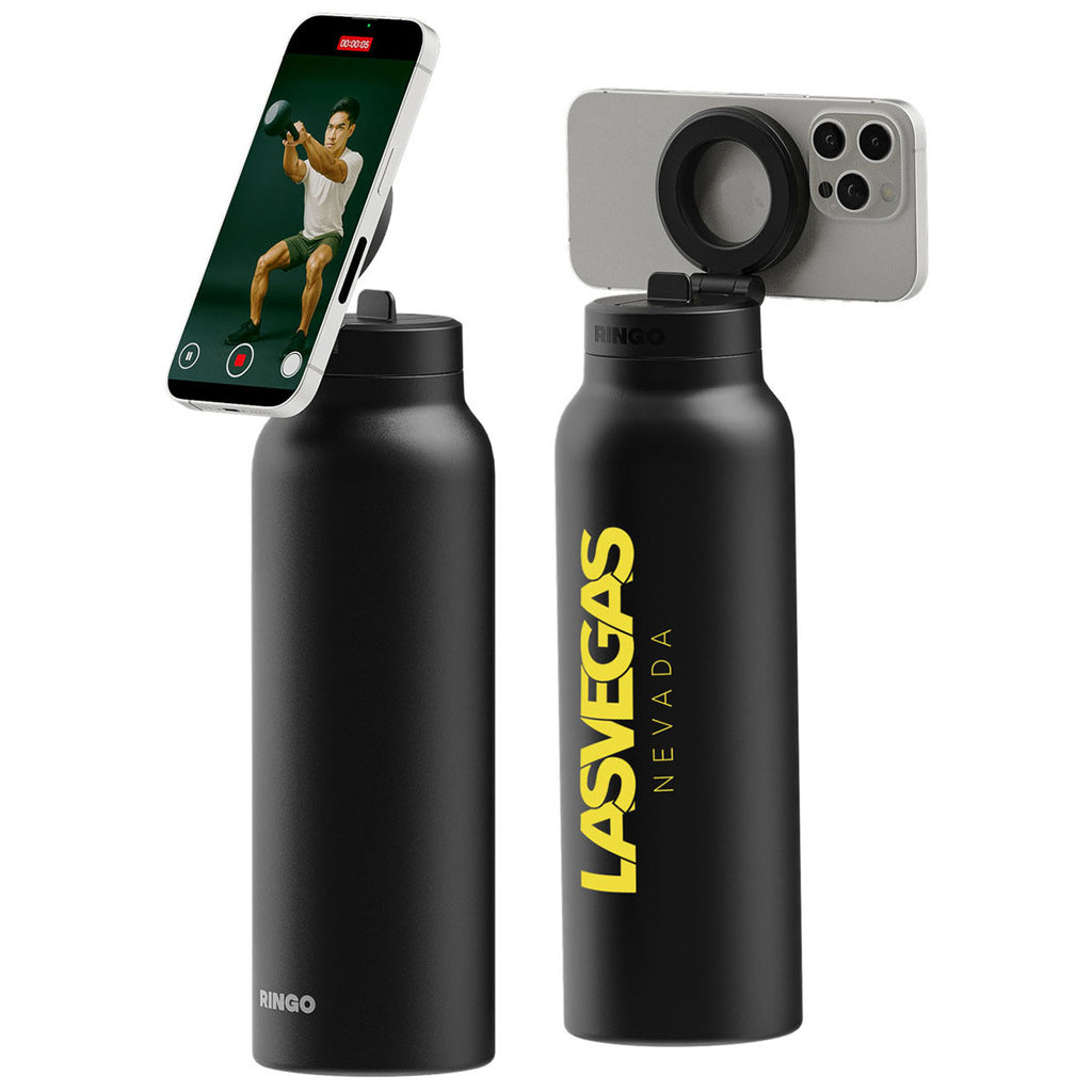 RINGO Black Pro Water Bottle with Magnetic Booster Ring - 24 Oz.