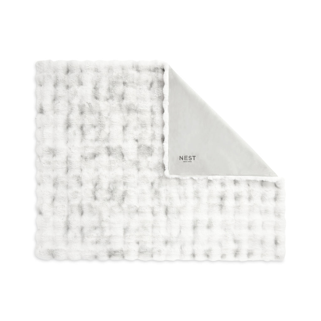 Gemline Ivory Frost Ruched Faux Fur Recycled Polyester Blanket