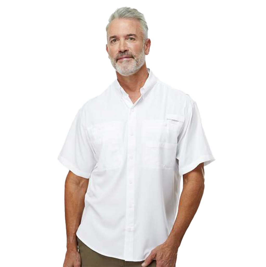 Paragon Men's White Hatteras Performance Short Sleeve Fishing Shirt