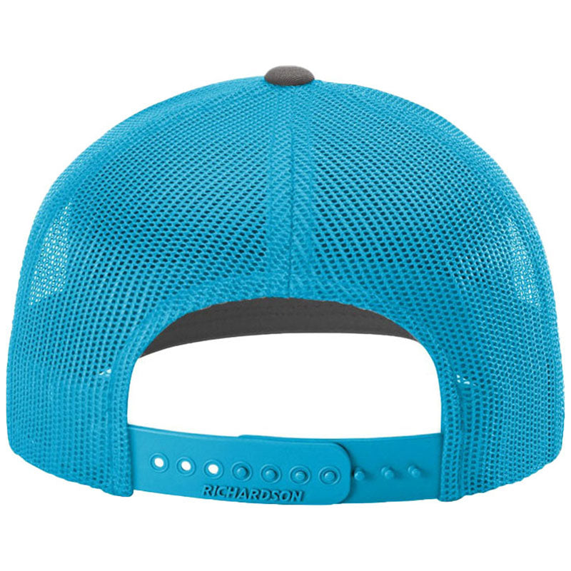 Richardson Charcoal/Neon Blue Trucker Cap