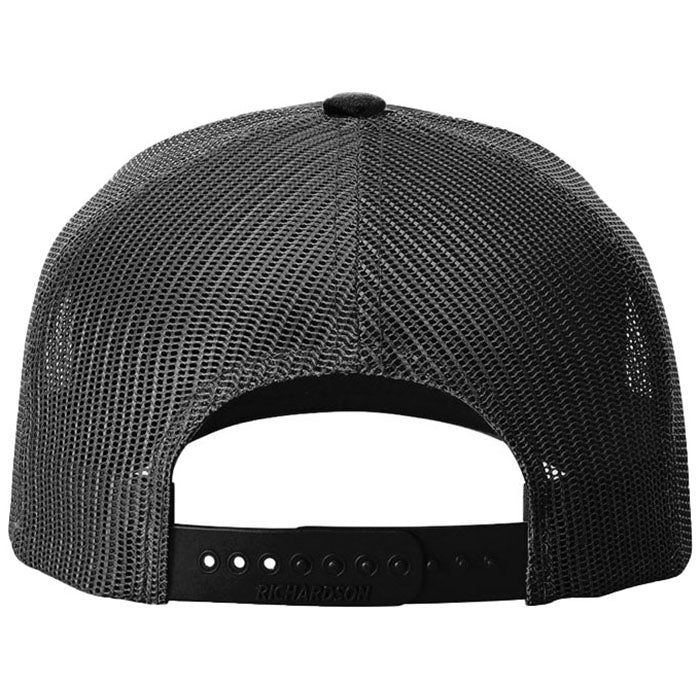 Richardson Sable Duck Camo/Black Printed Five-Panel Trucker