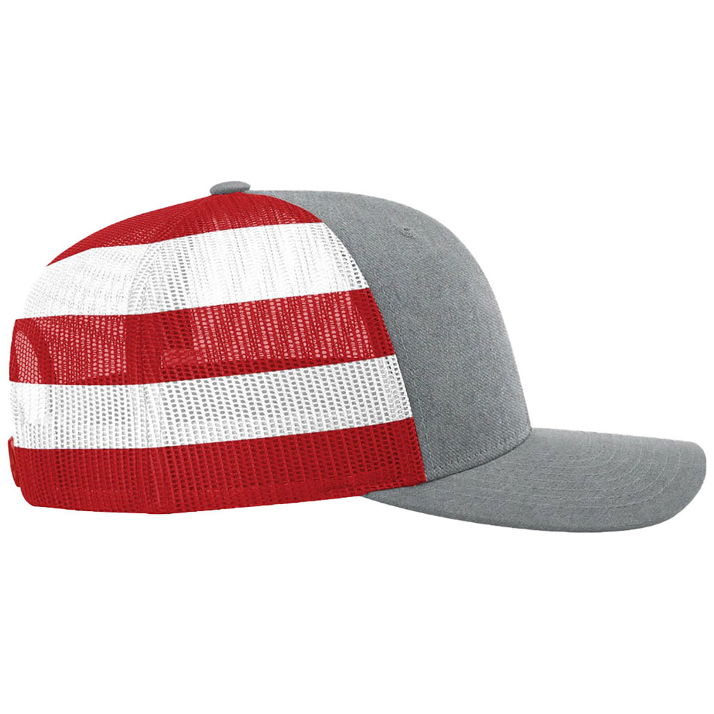 Richardson Heather Grey/Stars Stripes Printed Mesh Trucker