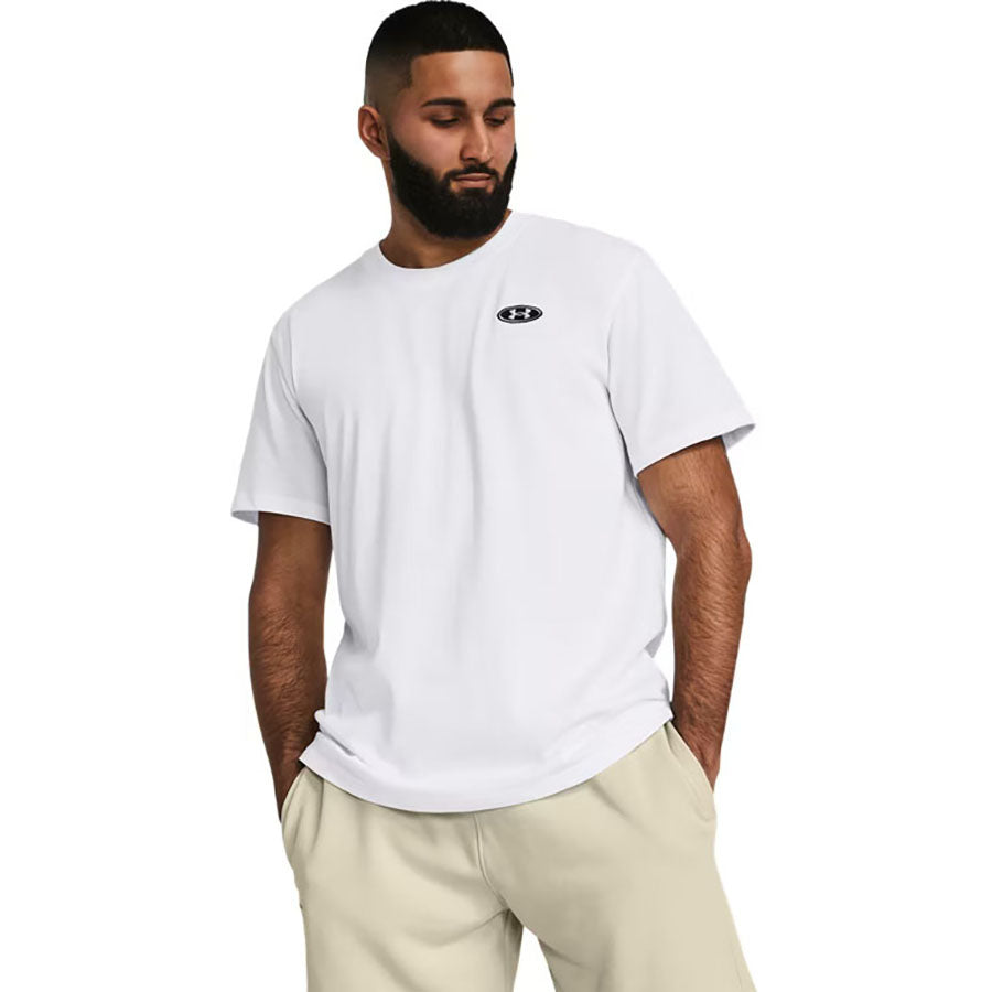Under Armour Men's White/Black Heavyweight Patch Short Sleeve
