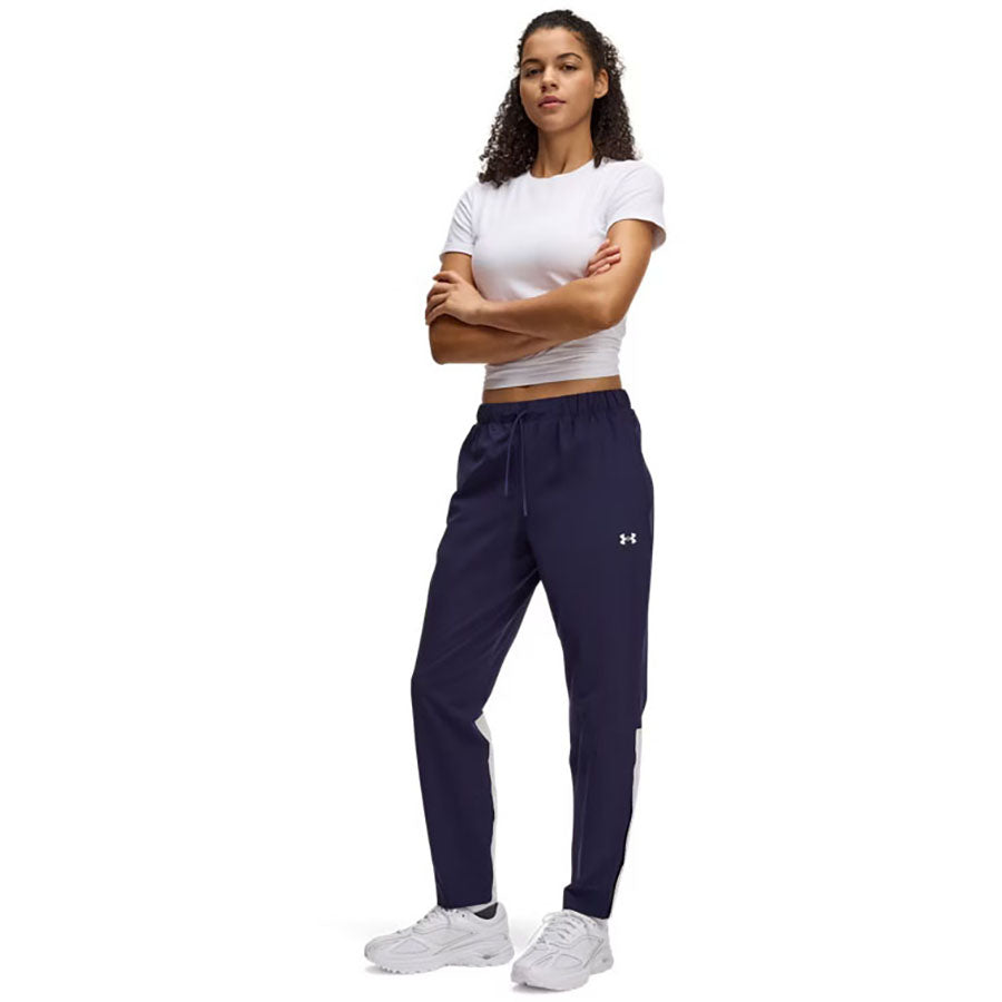 Under Armour Women's Midnight Navy/White/White Rival Stretch Woven Pan