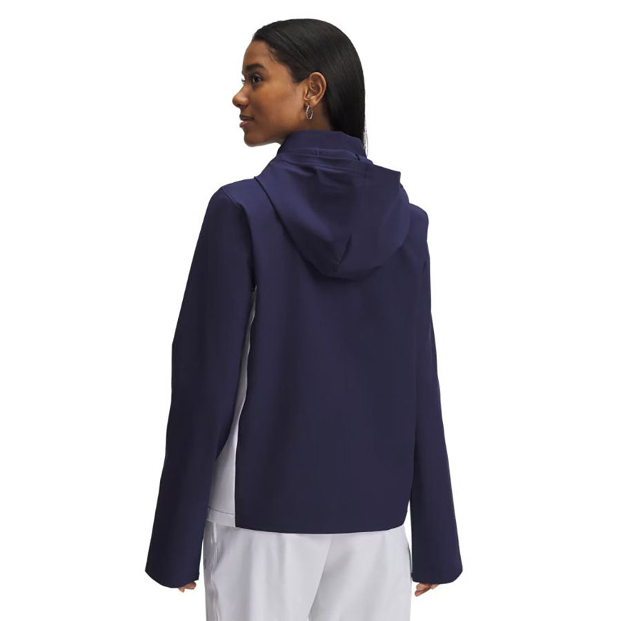 UNDER ARMOUR フード付きジャケット ホワイト/ネイビー FITTED 切り替え フルジップ ジャケット ARMOUR KNIT HYBRID FZ (UNDER