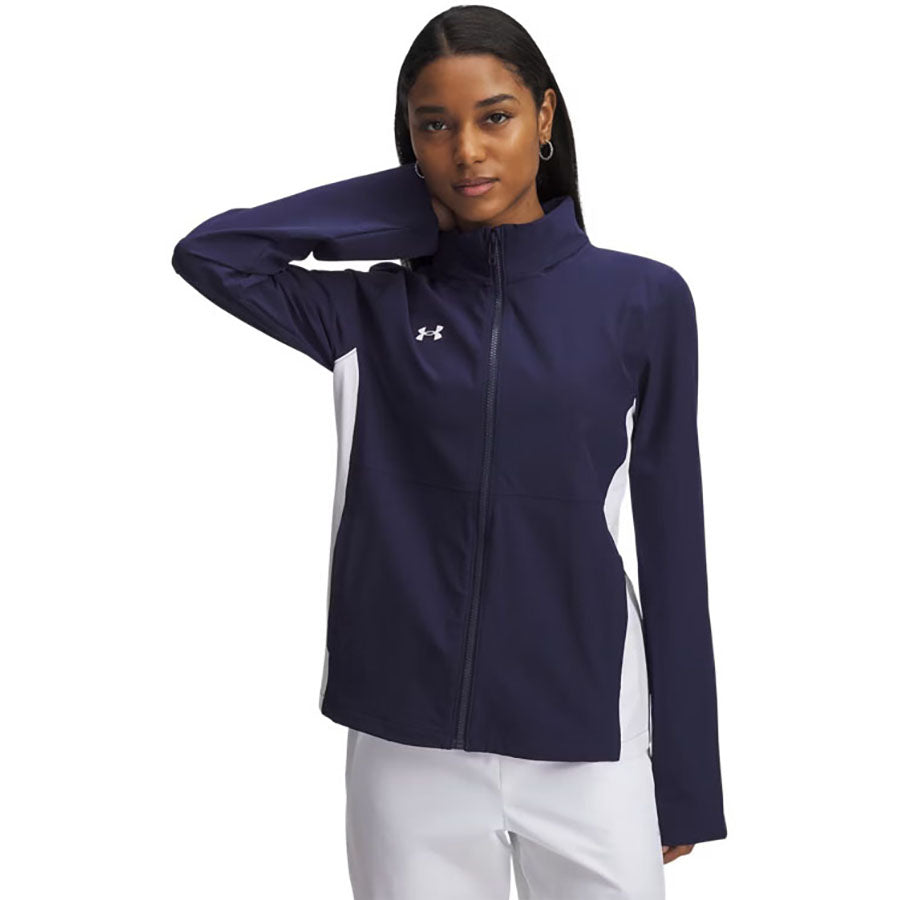Under Armour Women's Midnight Navy/White/White Rival Stretch Woven Jac