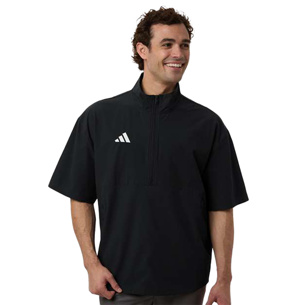Adidas Men's Black/White Short Sleeve Quarter-Zip Pullover