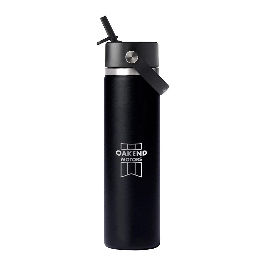 Hydro Flask Black Wide Mouth 24oz Bottle with Flex Straw Cap