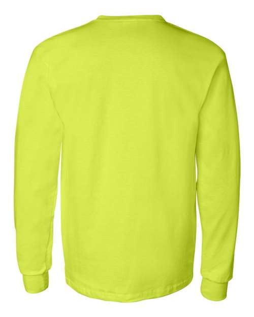 Gildan Unisex Safety Green Ultra Cotton Long-Sleeve Pocket T-Shirt