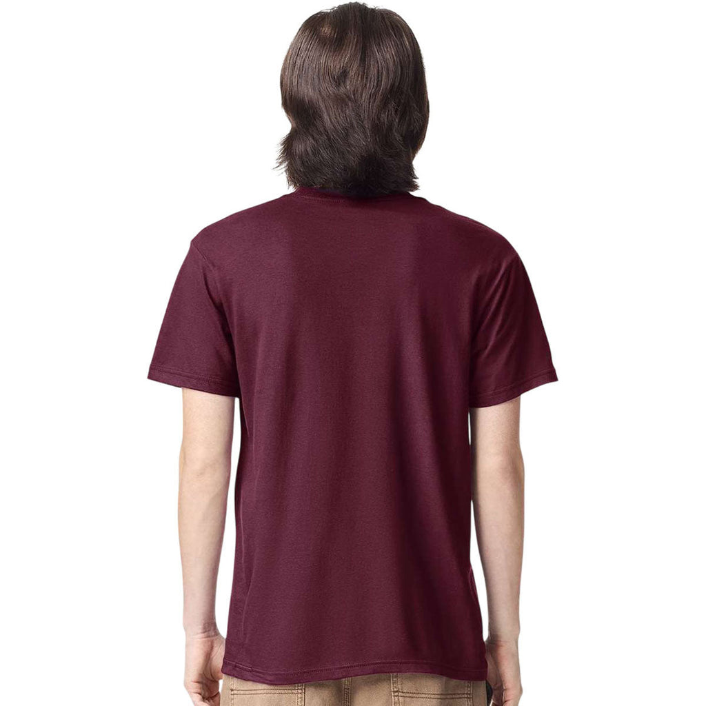 American Apparel Unisex Burgundy Fine Jersey Short-Sleeve T-Shirt