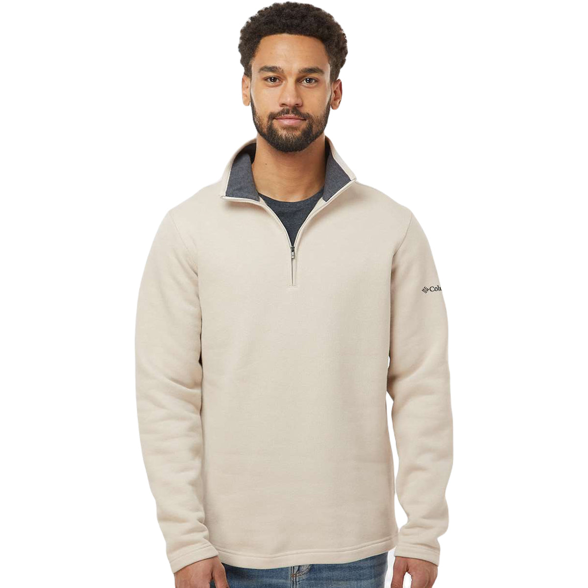 Columbia Men's Dark Stone Heather Great Hart Mountain III Half-Zip Pul
