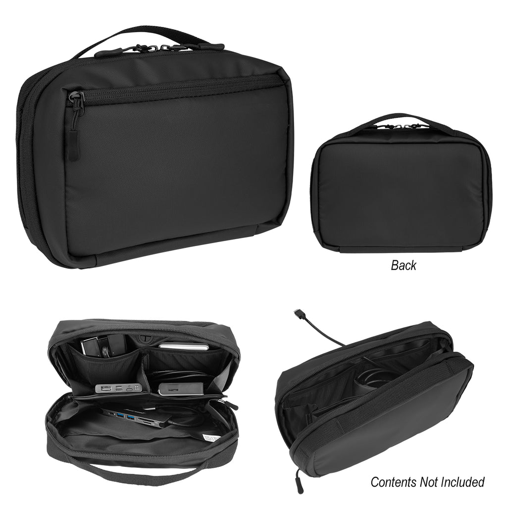 Hit Black rPET Tech Pouch with Easy Cord Access