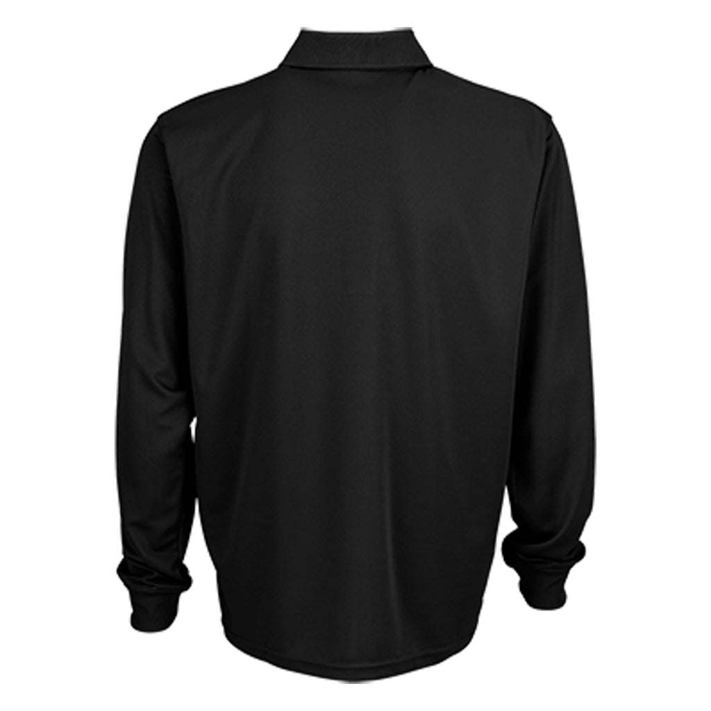 Vantage Men's Black Omega Long Sleeve Solid Mesh Tech Polo