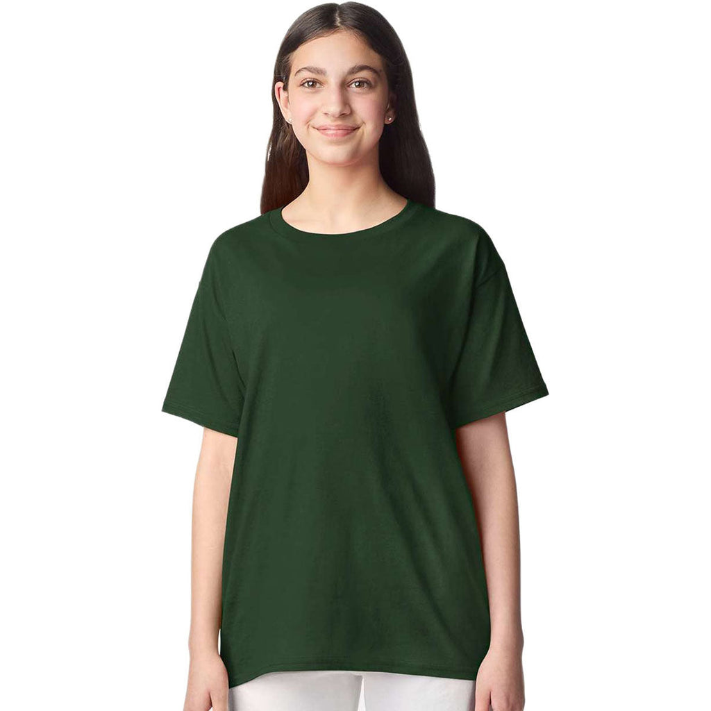 Gildan Youth Forest Green Light Cotton T-Shirt