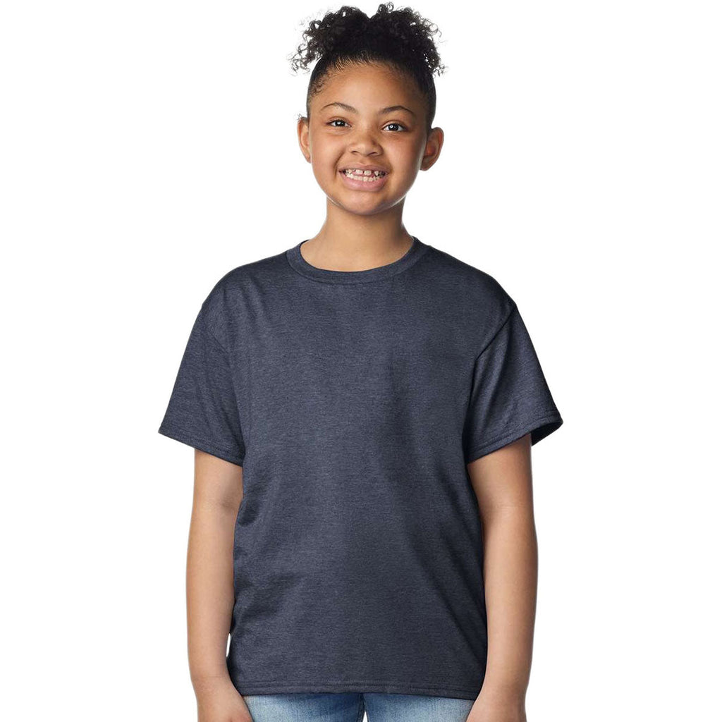 Gildan Youth Heather Navy Light Cotton T-Shirt