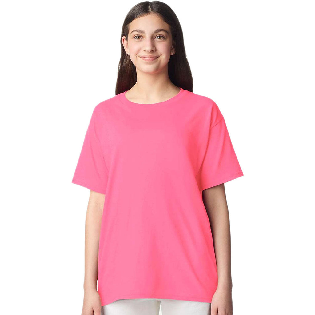 Gildan Youth Safety Pink Light Cotton T-Shirt