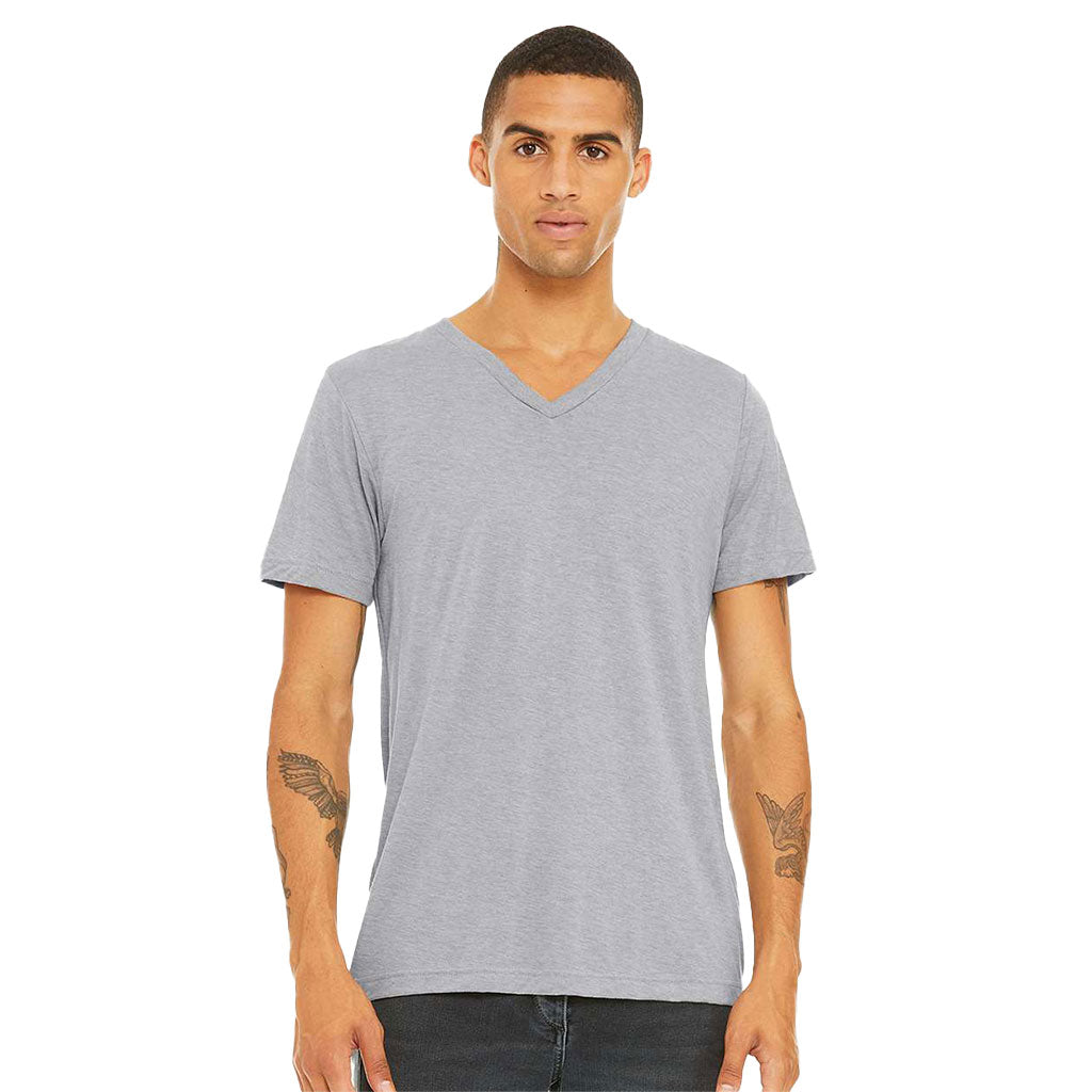 Bella + Canvas Unisex Athletic Grey Triblend Short-Sleeve V-Neck T-Shirt