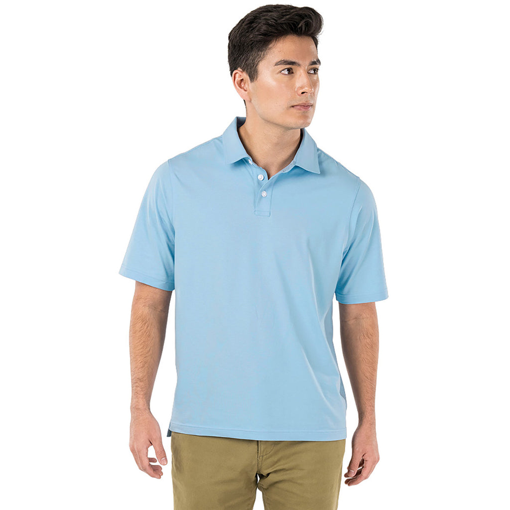 Charles River Men's Sky Blue Greenway Stretch Cotton Polo