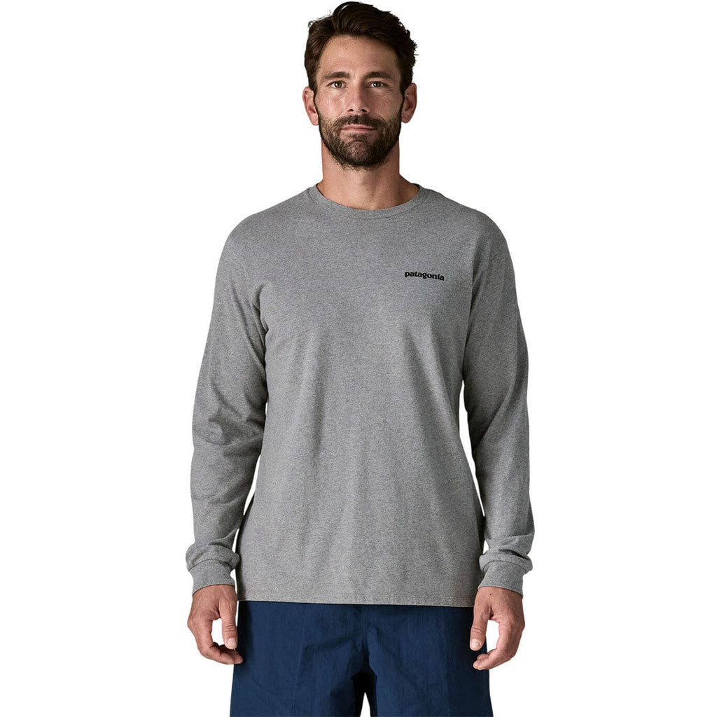Patagonia Men's Gravel Heather Long-Sleeved P-6 Logo Responsibili-Tee