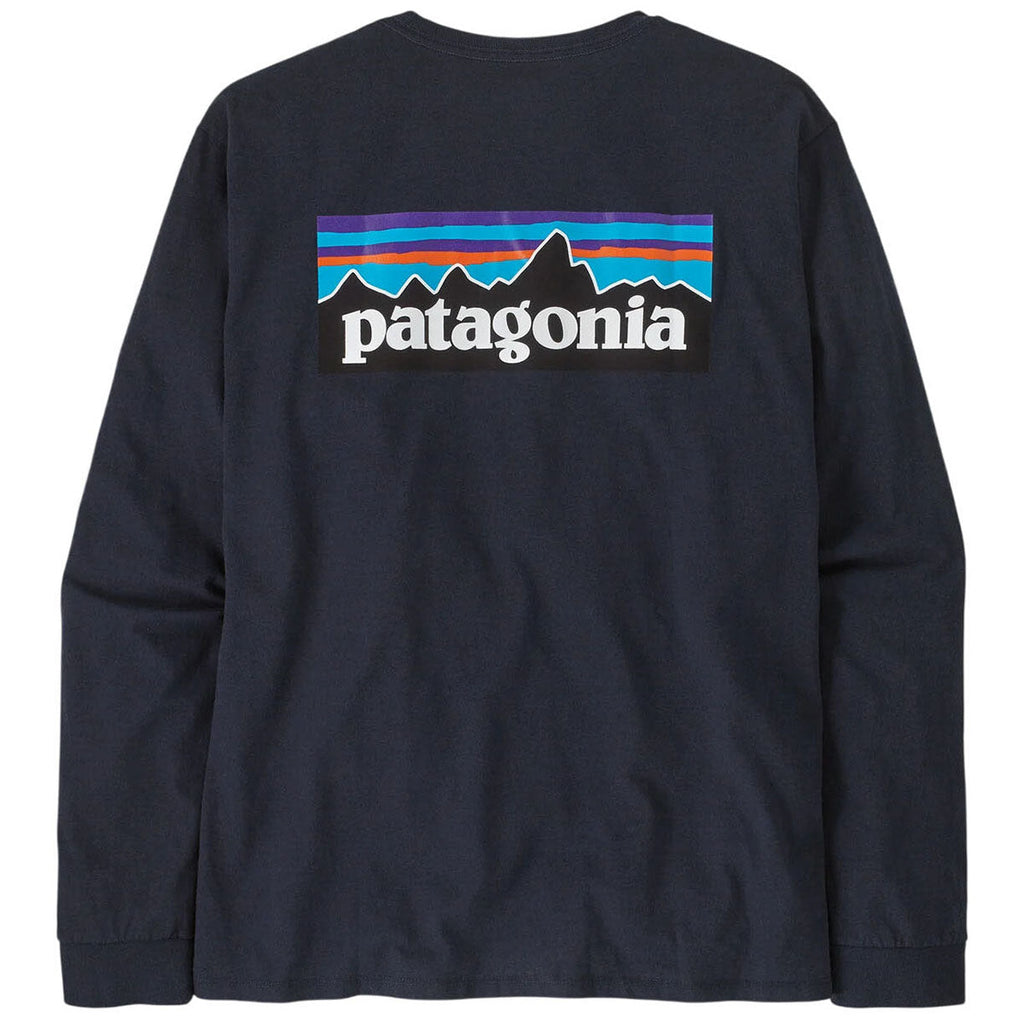 Patagonia Men's New Navy Long-Sleeved P-6 Logo Responsibili-Tee