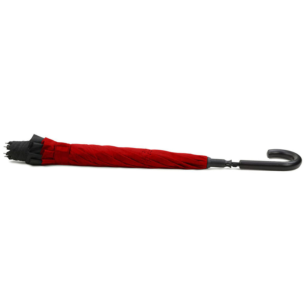 Shed Rain Black/Red UnbelievaBrella 48" Crook-Handled Auto-Open Reverse Close Stick Umbrella