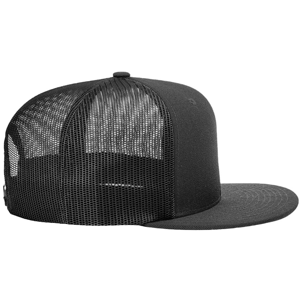 Richardson Black Acrylic-Wool Blend Flatbill Trucker