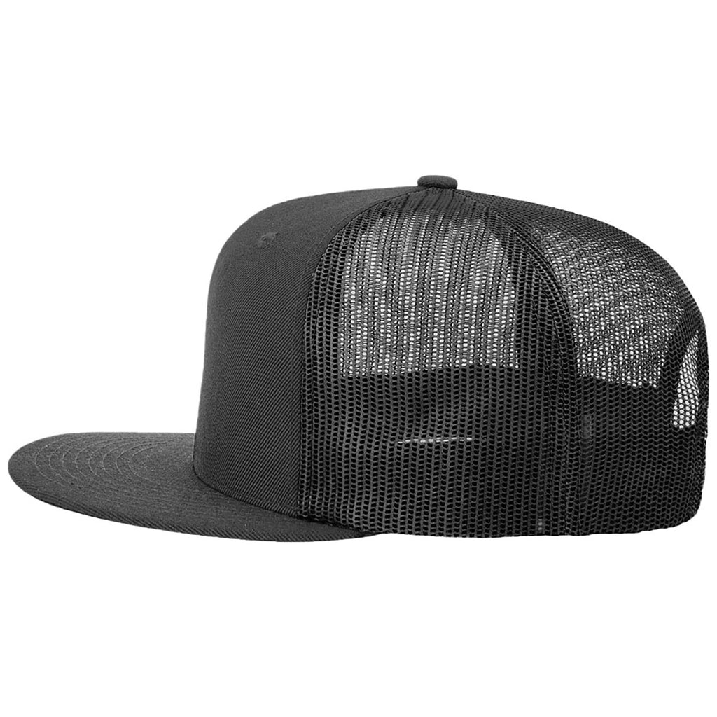 Richardson Black Acrylic-Wool Blend Flatbill Trucker