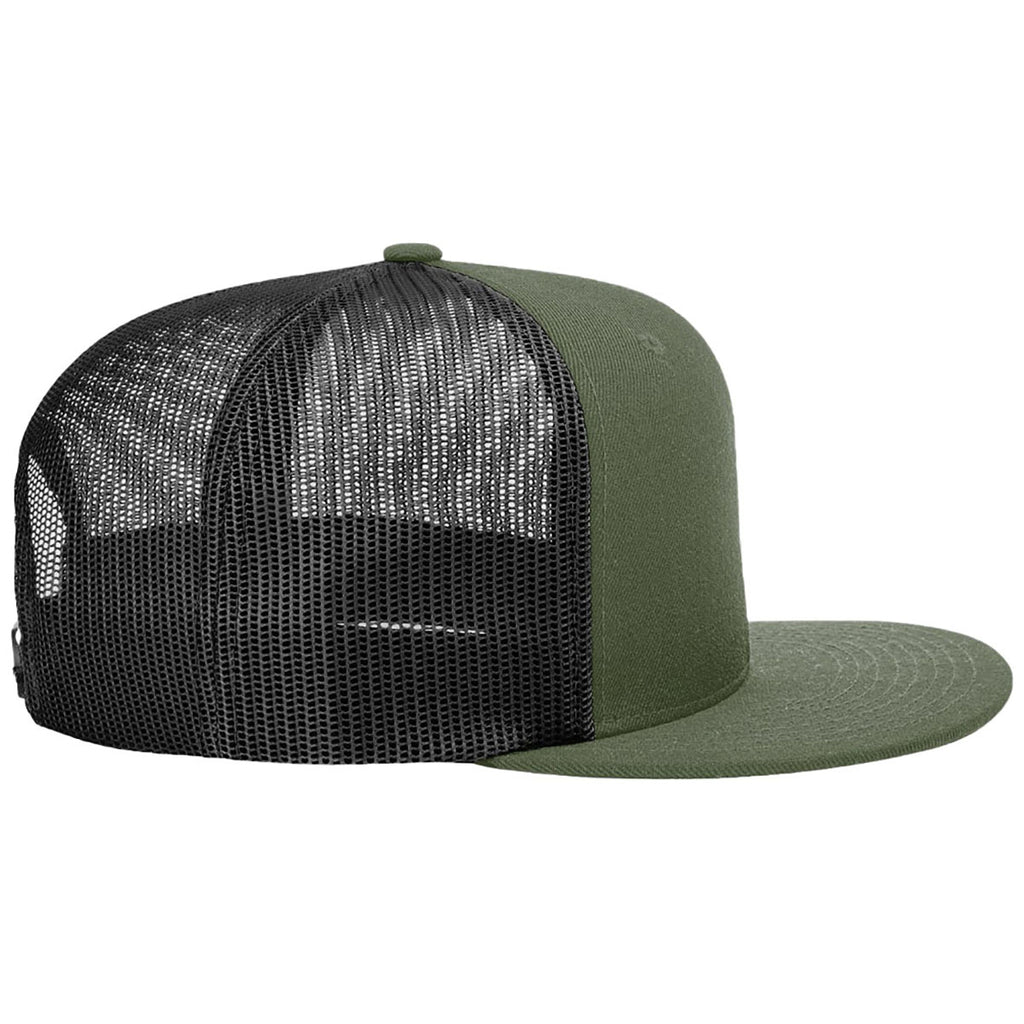 Richardson Loden/Black Acrylic-Wool Blend Flatbill Trucker