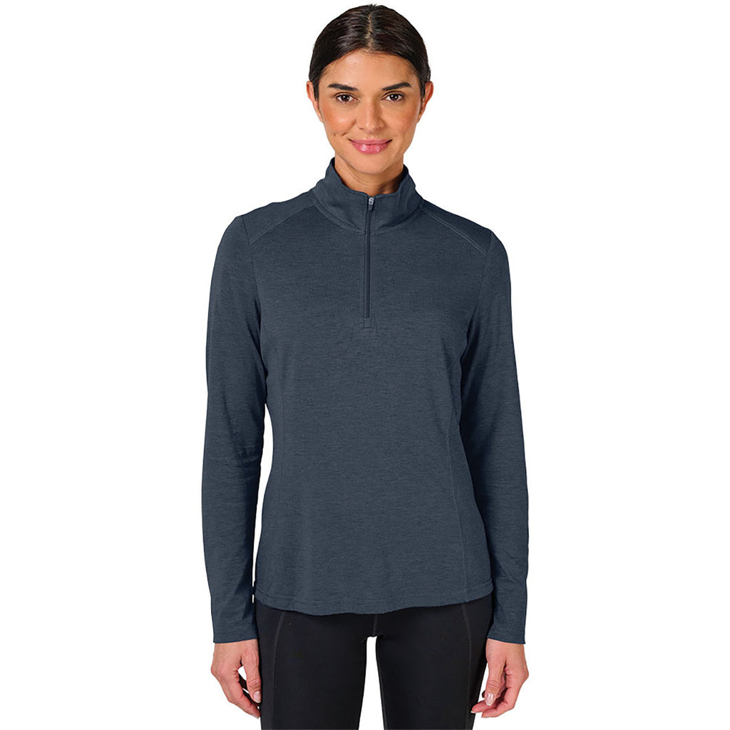 Charles River Women's Navy Heather Vista Tri-Blend Quarter Zip