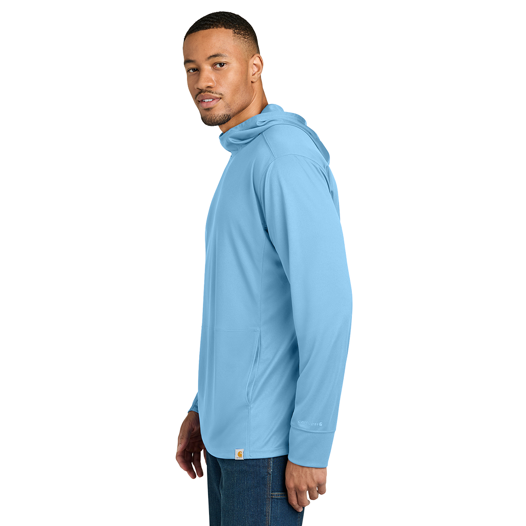 Carhartt Men's Fresh Water Blue Force Sun Defender Long Sleeve Hooded T-Shirt