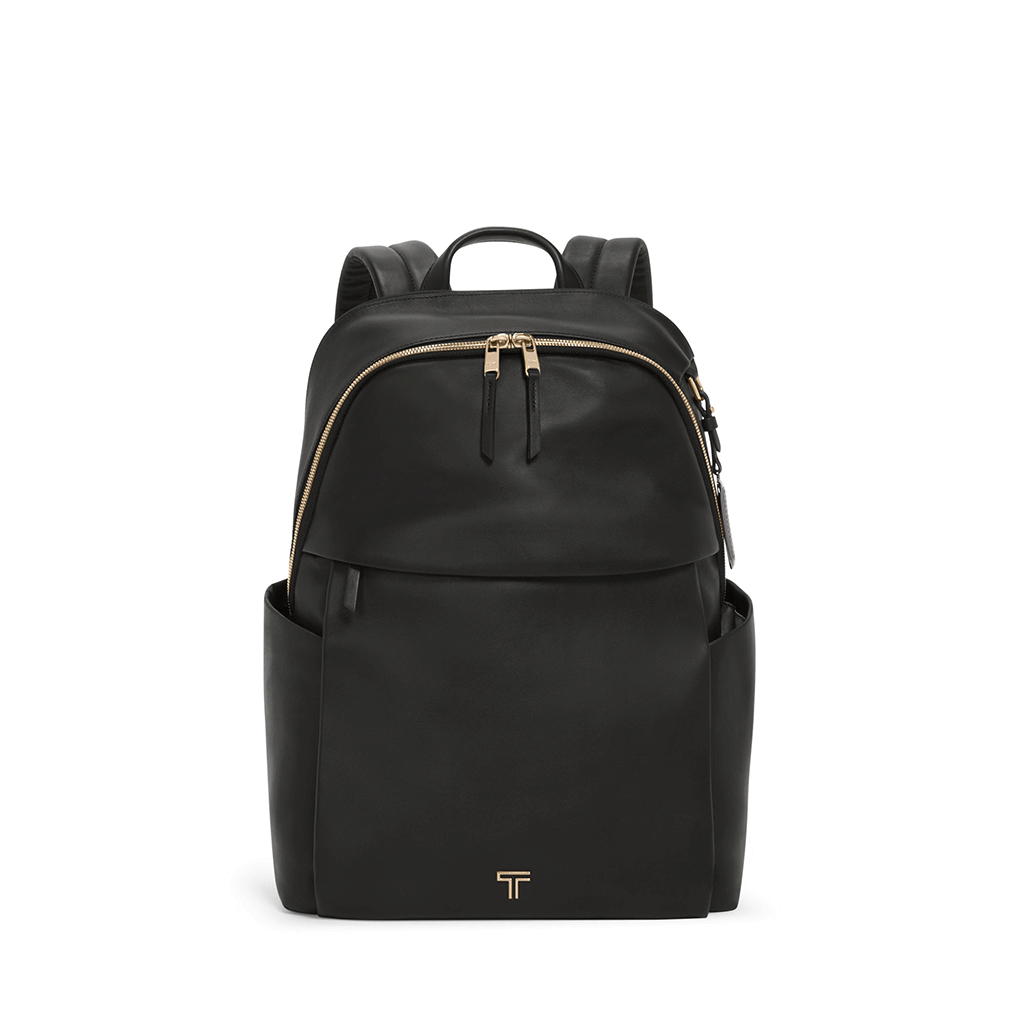 tumi - voyageur carson backpack - black Leather Laptop resistant water bottle pocket and a quick Tumi Nylon Backpack - Black