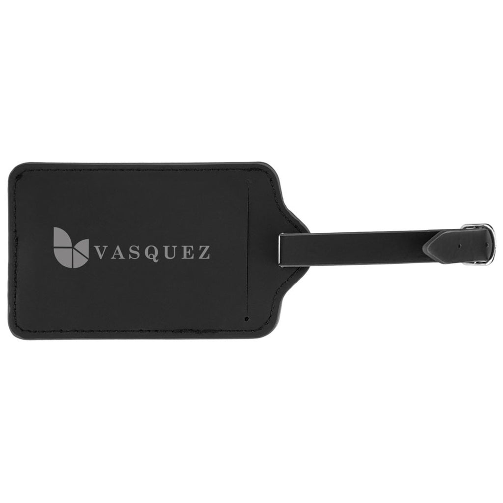 Hit Black with Grey Recycled Leatherette Luggage Tag