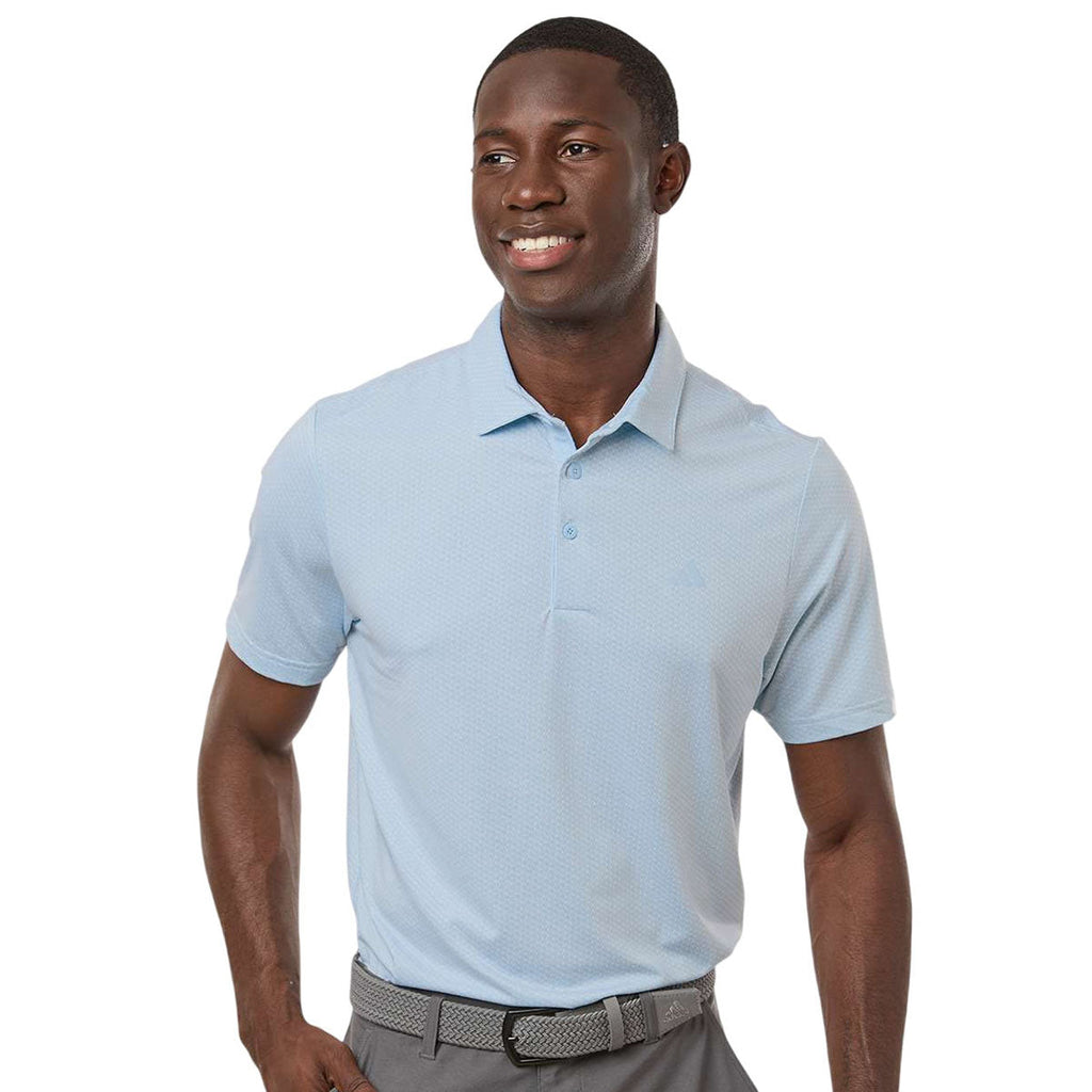Adidas Men's White/Crystal Sky Performance Textured Polo