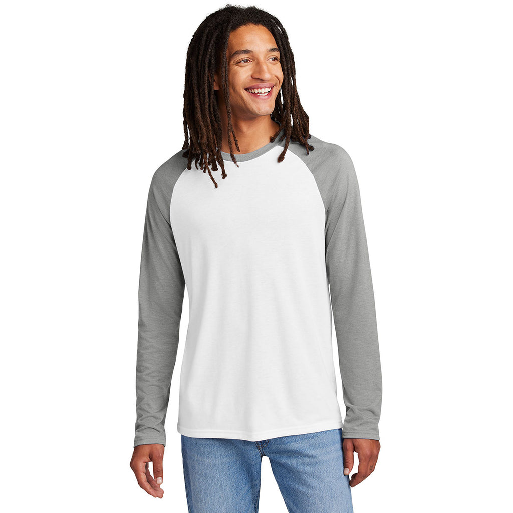 Allmade Unisex Aluminum Grey/Bright White Tri-Blend Long Sleeve Colorblock Raglan