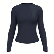 A. PUTNAM Women's Dress Blues Luxe Opaque Long Sleeve Top