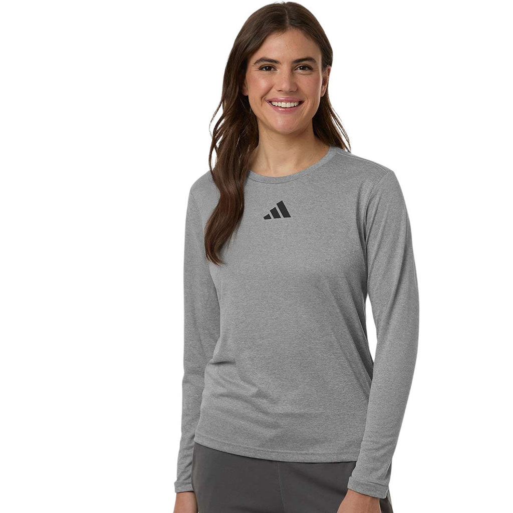 Adidas Women's Medium Grey Heather/Black Pregame Long Sleeve T-Shirt