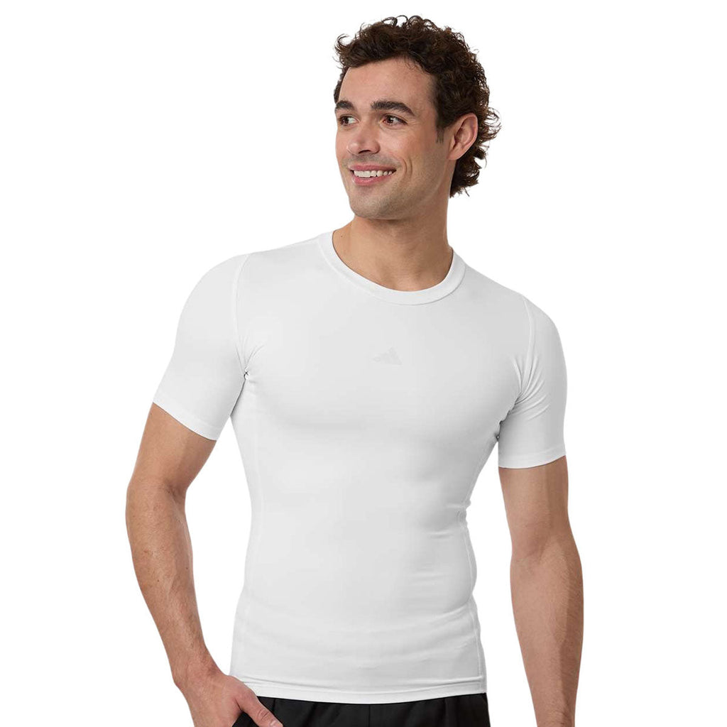 Adidas Men's White Techfit Compression T-Shirt