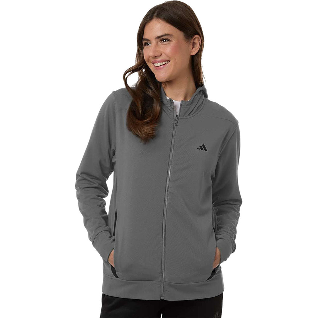 Adidas Women's Team Grey Four/Black Game & Go Fleece Full-Zip Hooded Sweatshirt