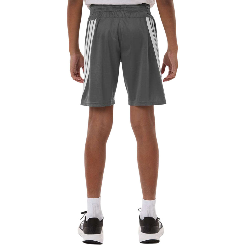 Adidas Youth Team Grey Four/White 3-Stripes 7" Shorts