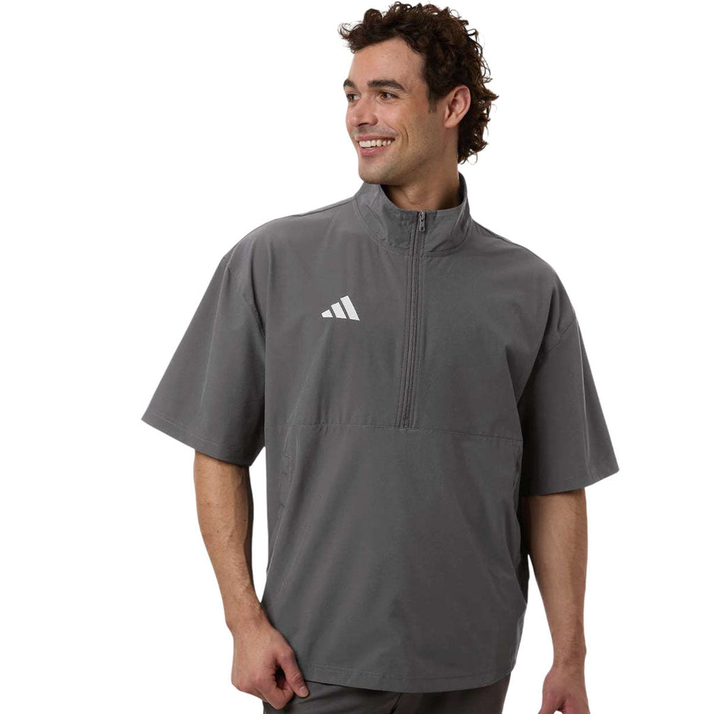 Adidas Men's Team Grey Four/ White Short Sleeve Quarter-Zip Pullover
